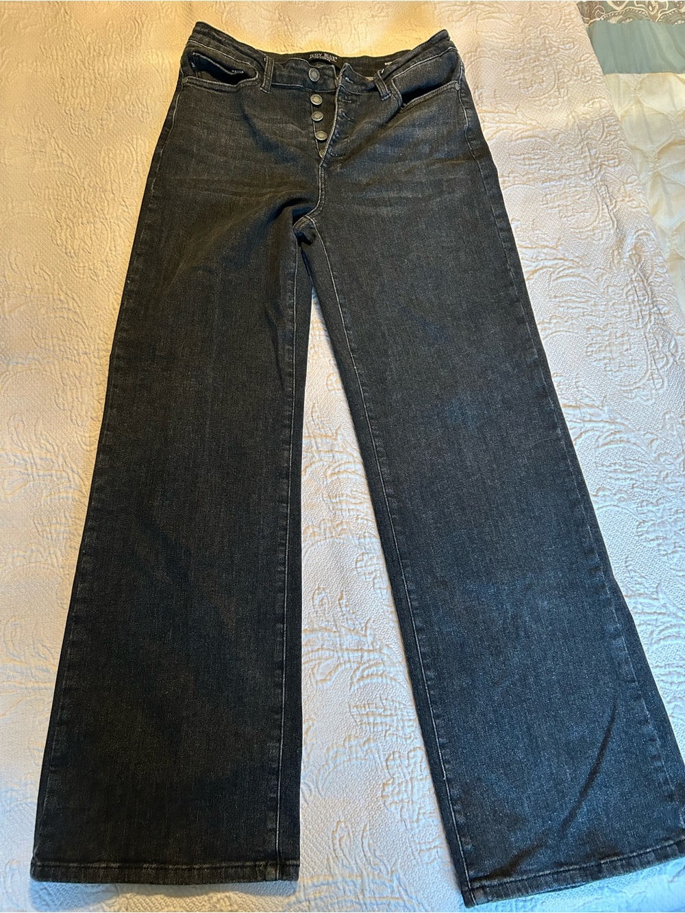 Judy Blue Black High-Rise Wide Leg Jeans with Button Fly